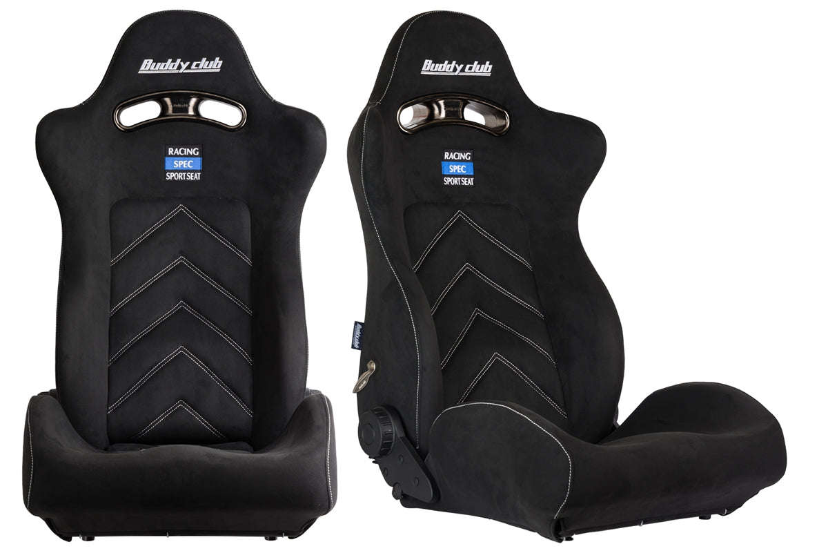 Buddy Club Racing Spec Sport Reclinable Seat Black w/adaptor plate