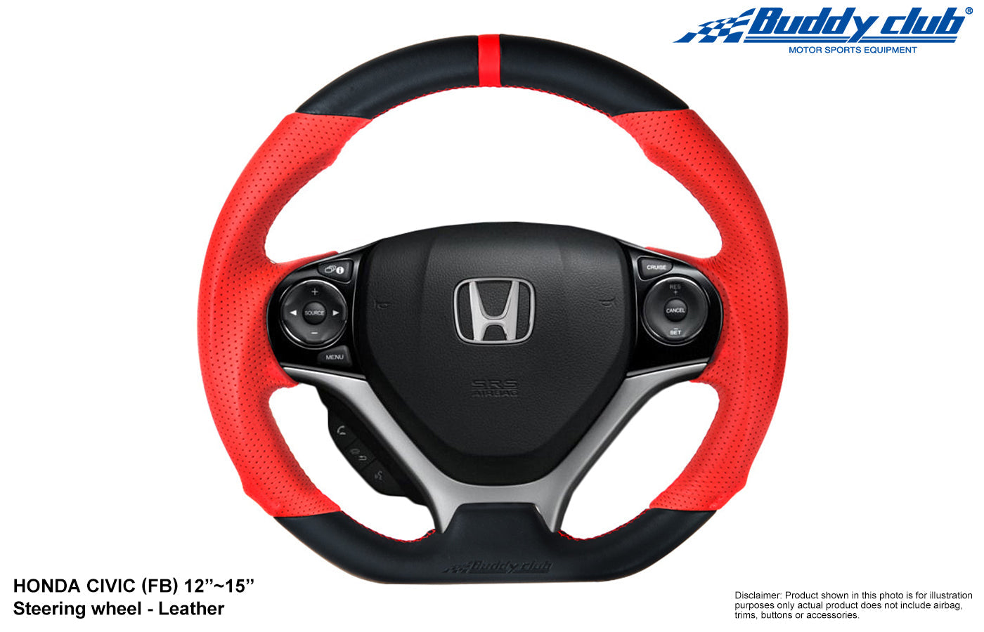 Buddy Club Sport Steering Wheel Civic 12-15 -Time Attack (RED) Leather