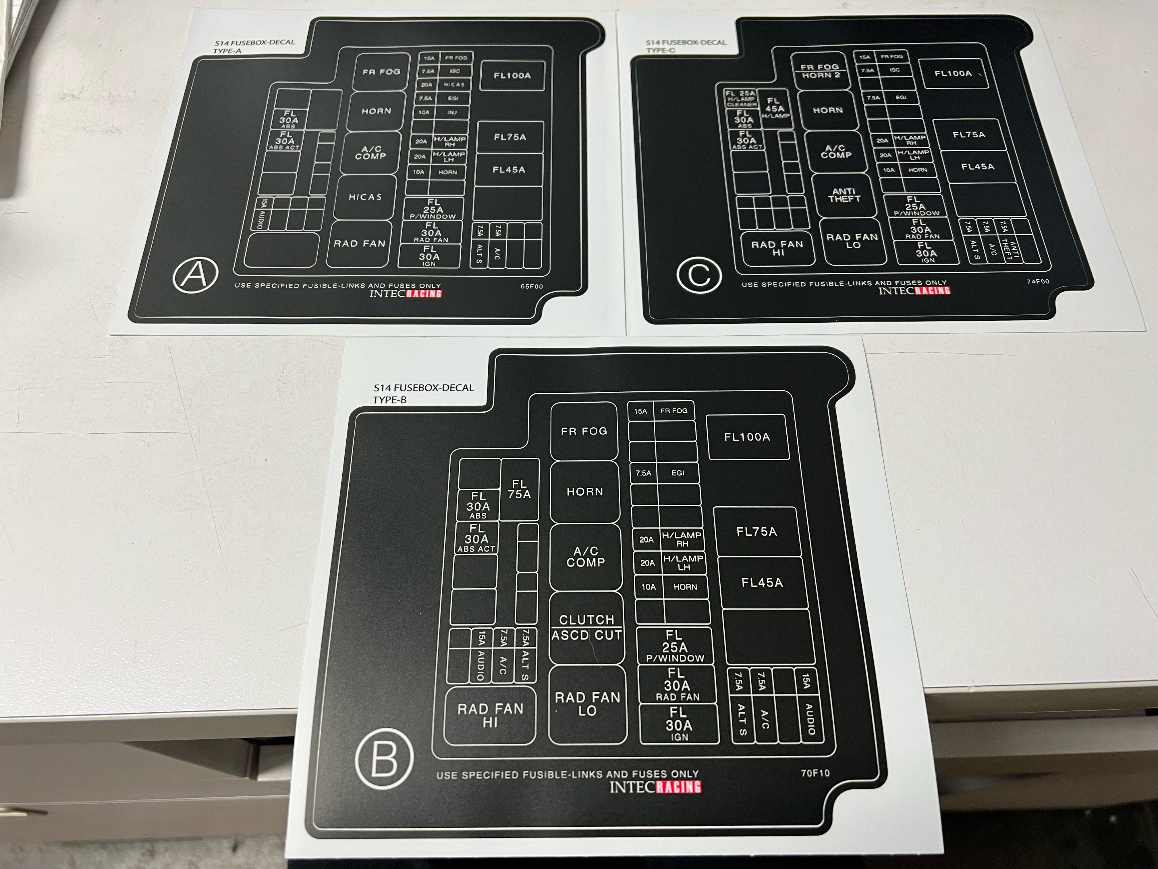 240SX S14 Fuse Box Label