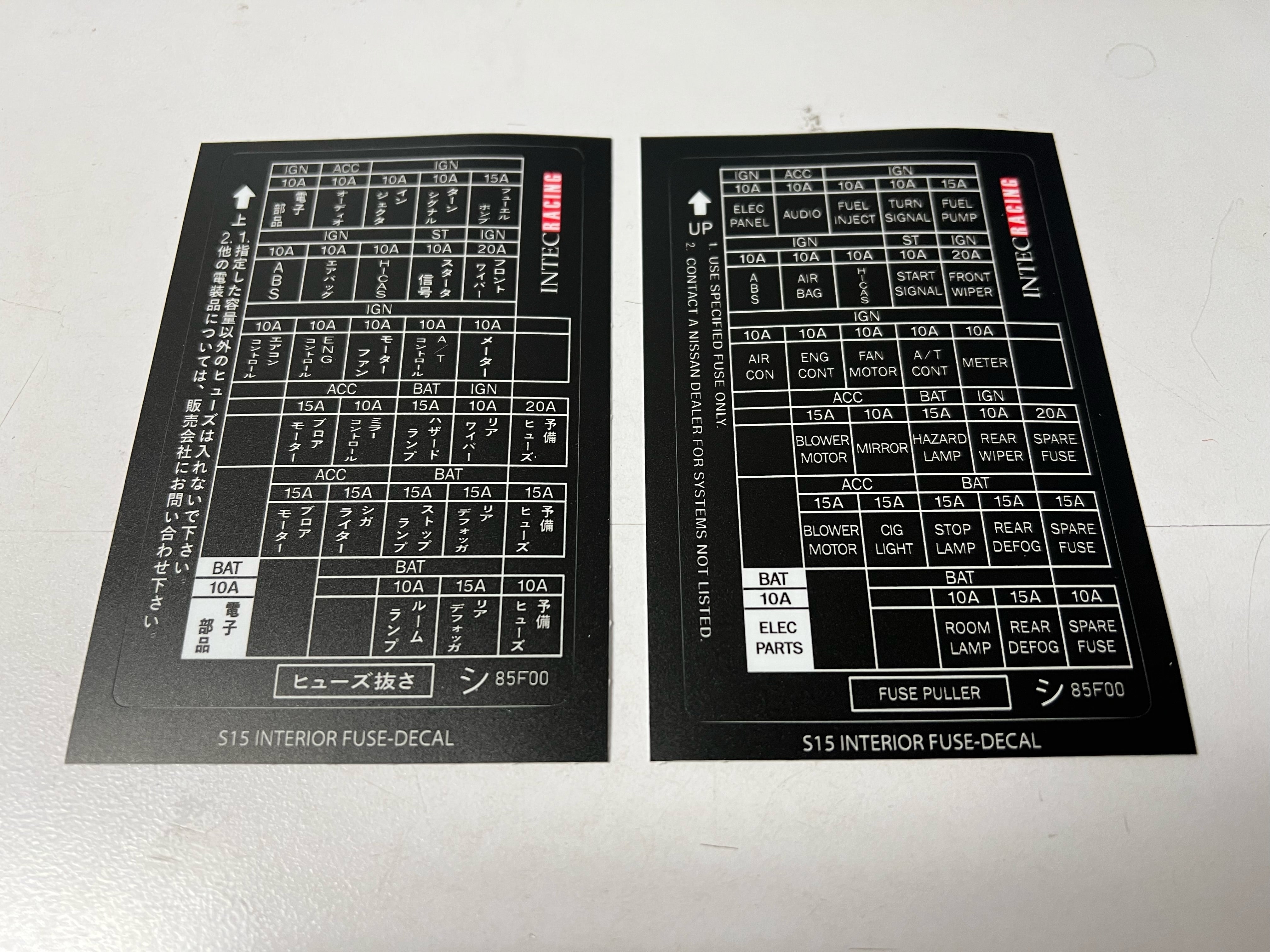 Silvia S15 Interior Fuse Box Label
