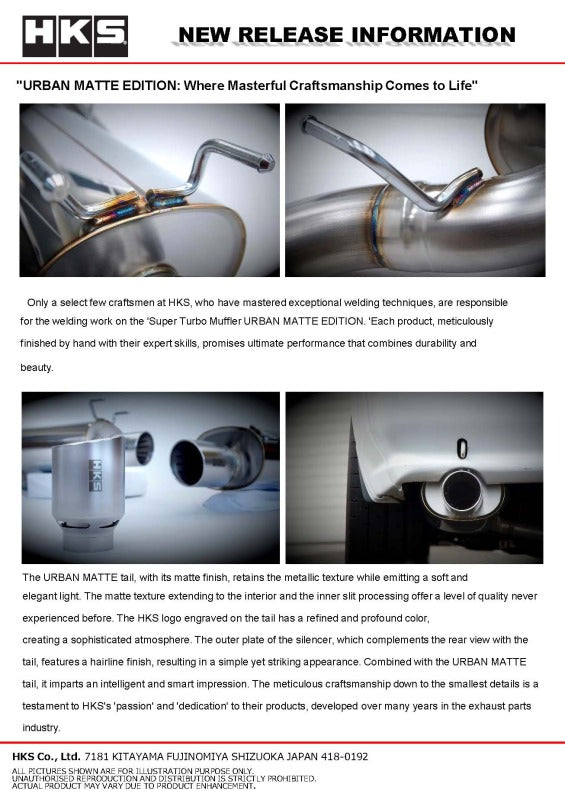 HKS 99-02 Nissan Skyline GT-R GF-BNR34 RB26DETT URBAN MATTE Edition Super Turbo Muffler