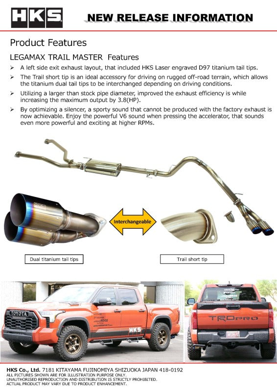 HKS LEGAMAX TRAIL MASTER 2022TUNDRA CATBACK