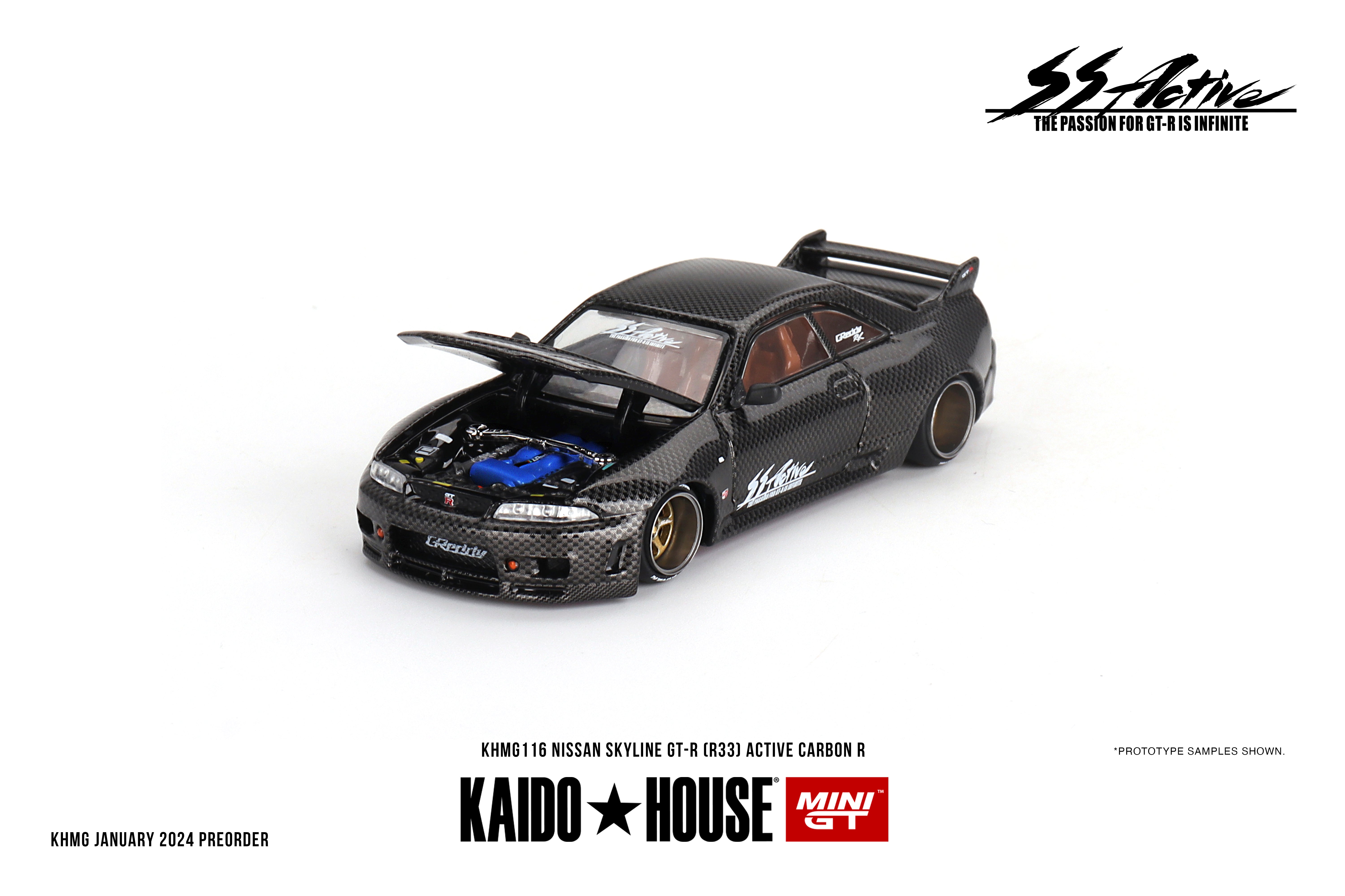 Kaido House x Nissan Skyline GT-R (R33) Active Carbon R 1/64 (Signed)