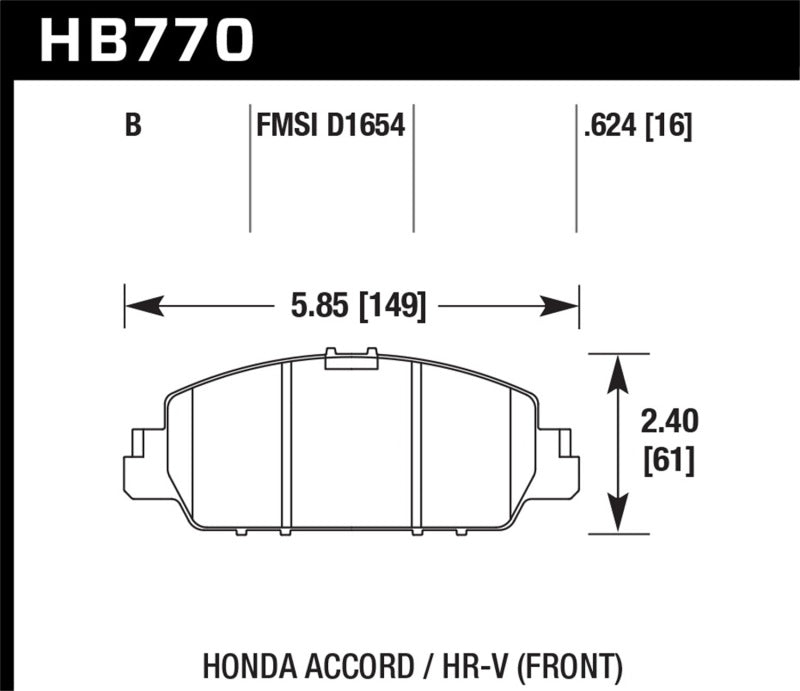 Hawk 08-16 Honda Accord High Performance Street 5.0 Rear Brake Pads main image 1