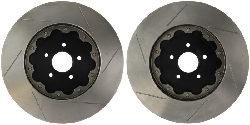 StopTech 09-11 Nissan GT-R Front Slotted Bare Iron 380x34mm AeroRotor Kit Pair