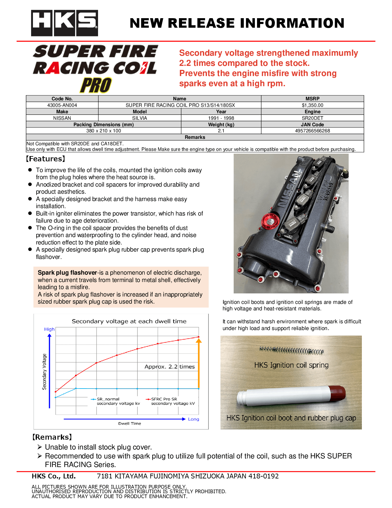 HKS SUPER FIRE RACING COIL PRO S13/S14/180SX (Not Compatible/w SR20DE and CA18DET)