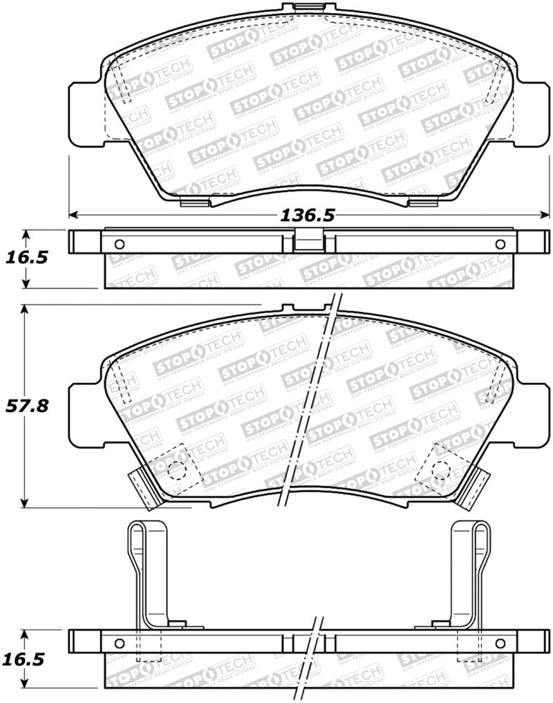 StopTech Sport Brake Pads w/Shims and Hardware - Rear
