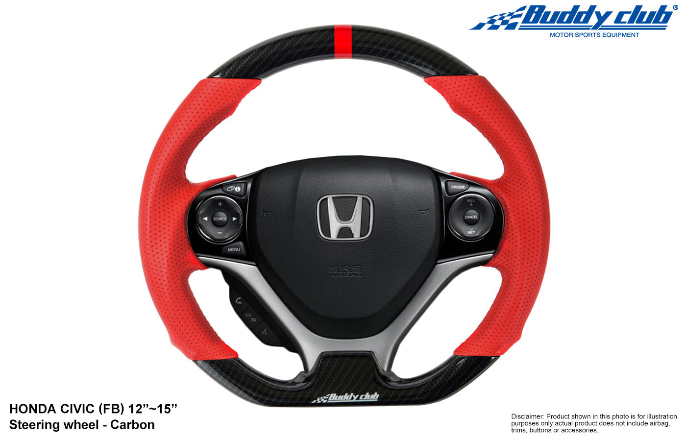 Buddy Club Sport Steering Wheel Civic 12-15 -Time Attack (RED) Carbon Style