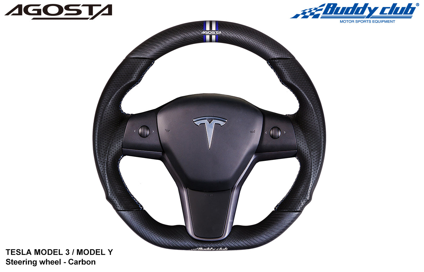 Buddy Club Sport Steering Wheel Tesla Model 3 / Y -Carbon Fiber (matt)