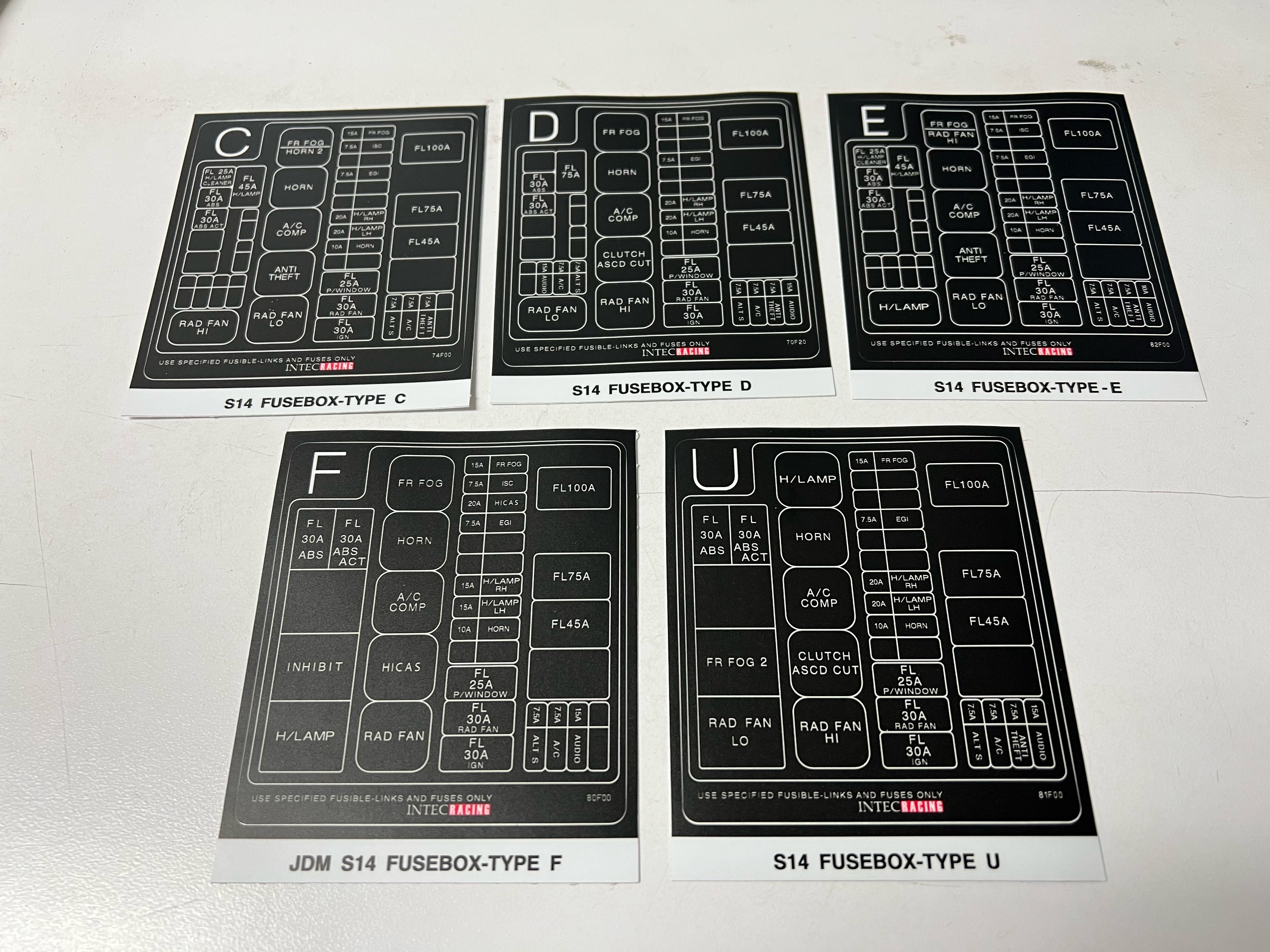 240SX S14 Fuse Box Label – Intec Racing Shop