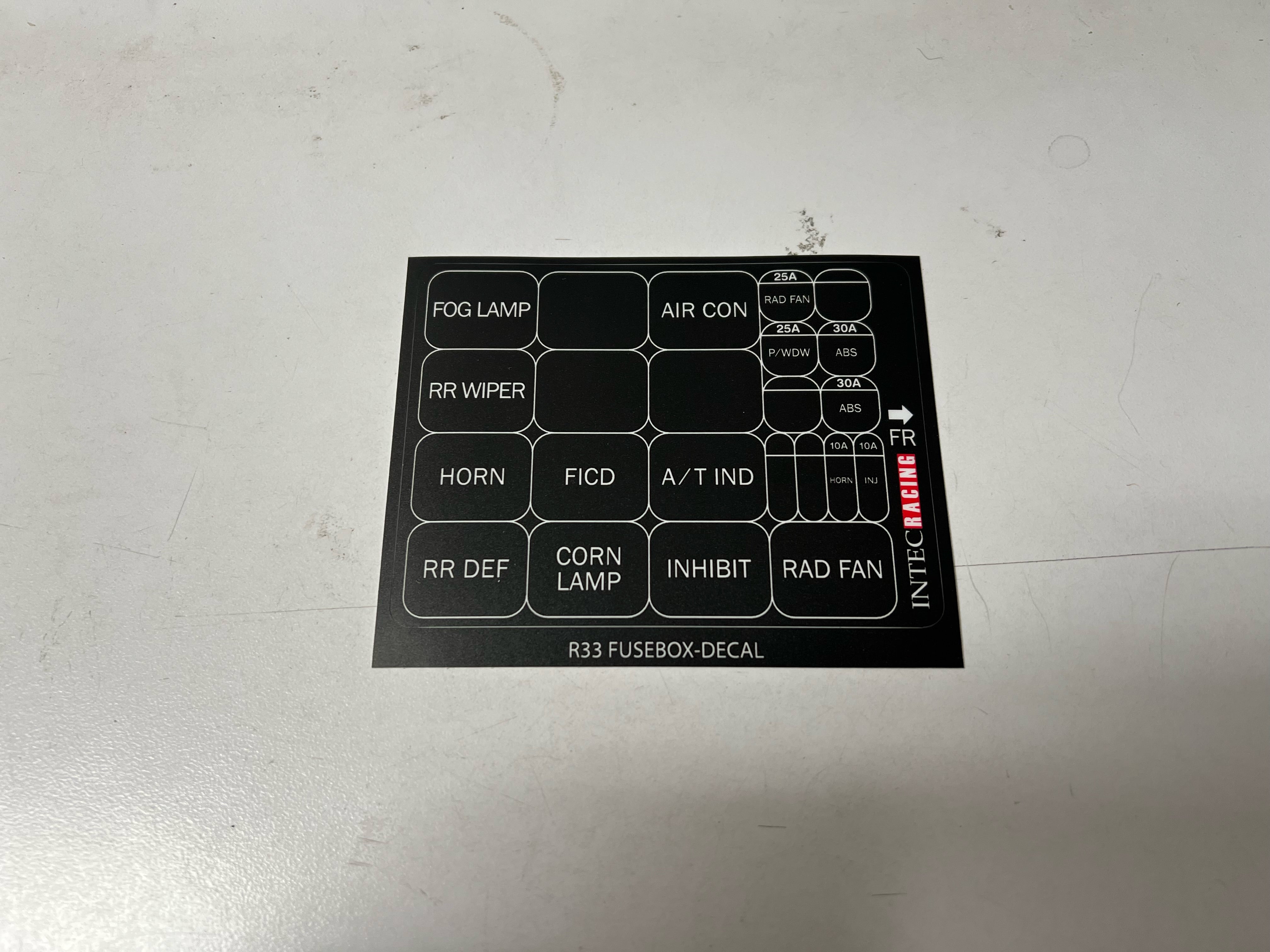 R33 GT-R Lower Fuse Box Cover Label