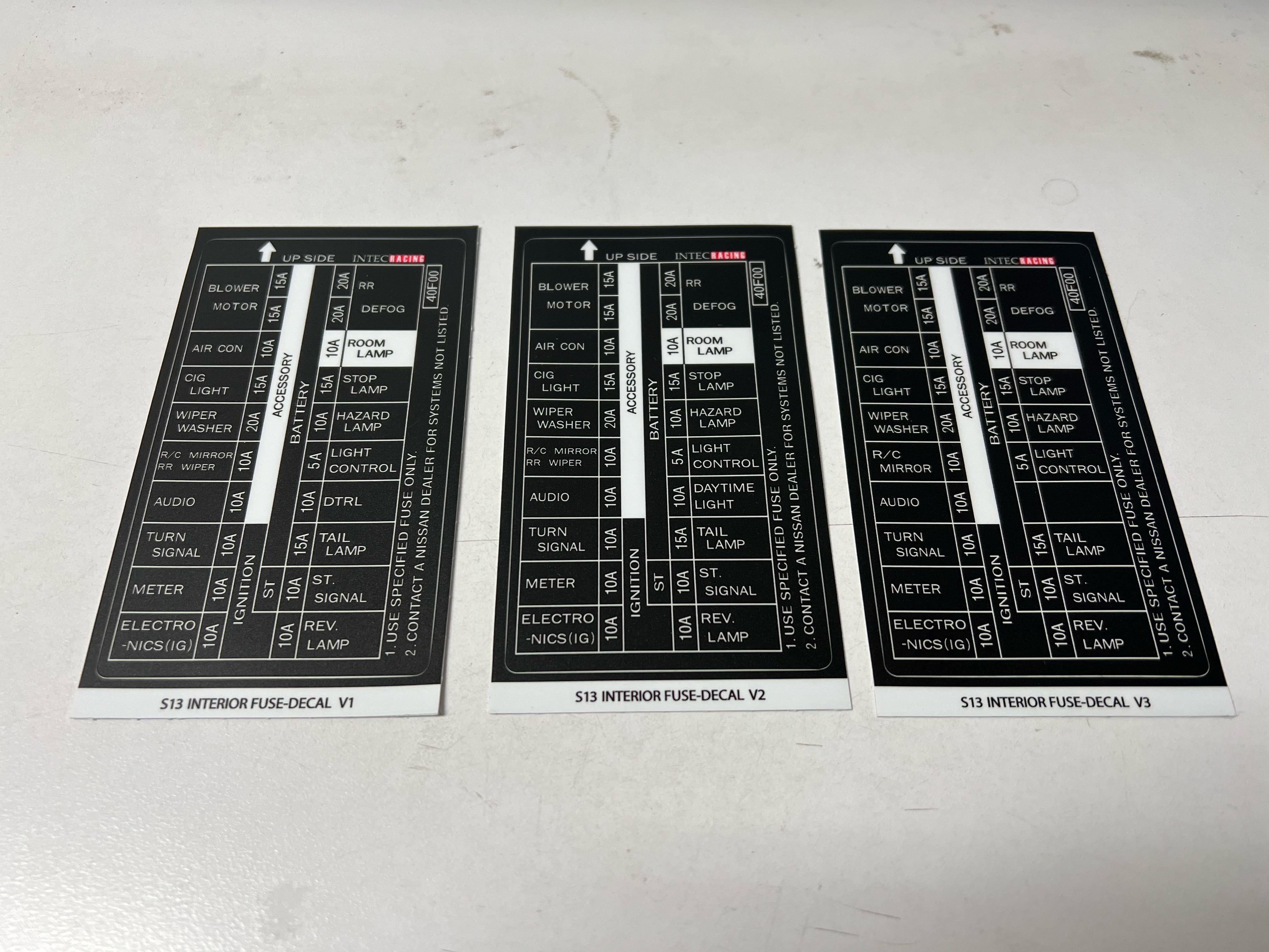 240SX S13 Interior Fuse Box labels
