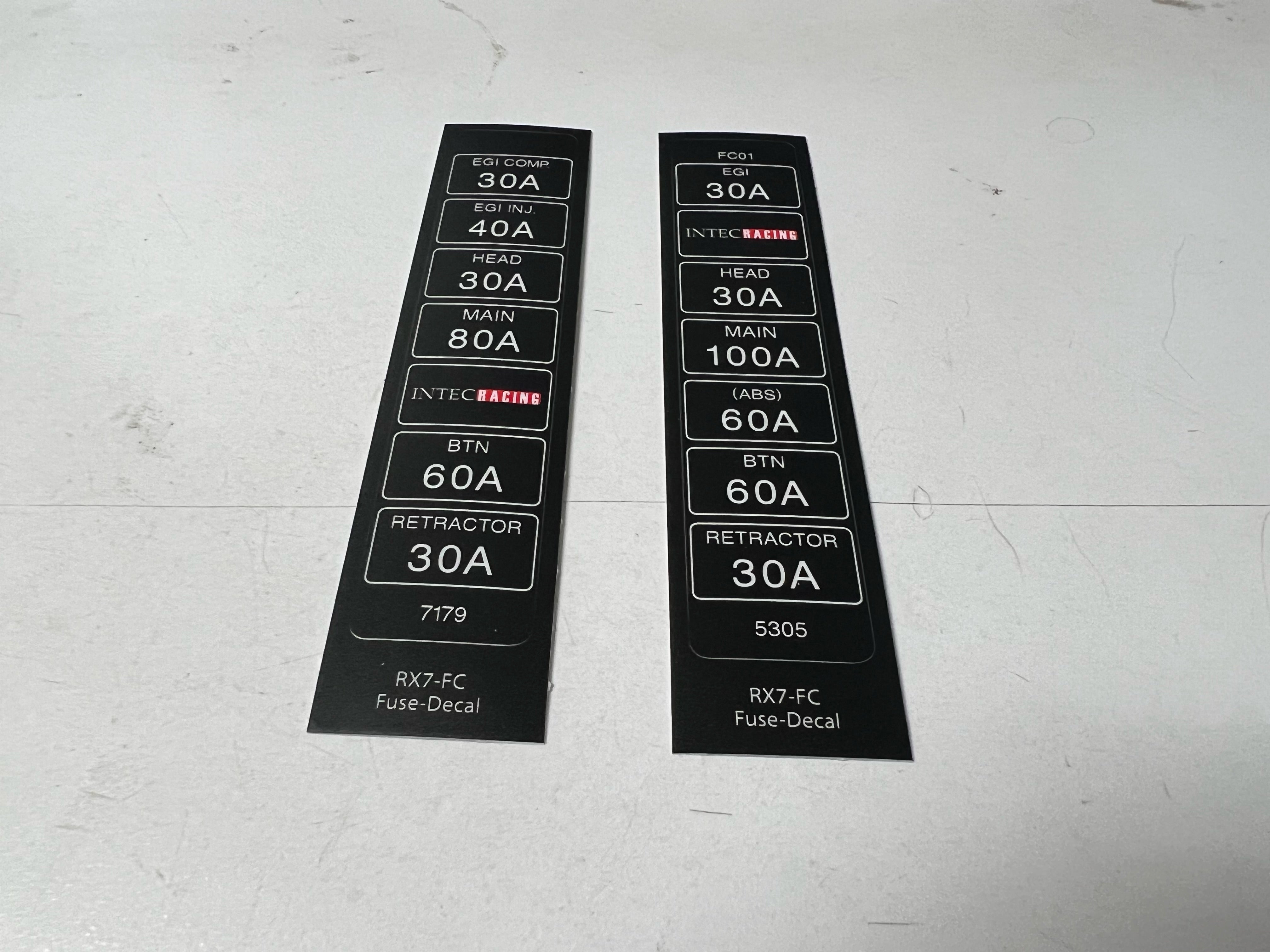 FC RX-7 TII Fuse Box Label